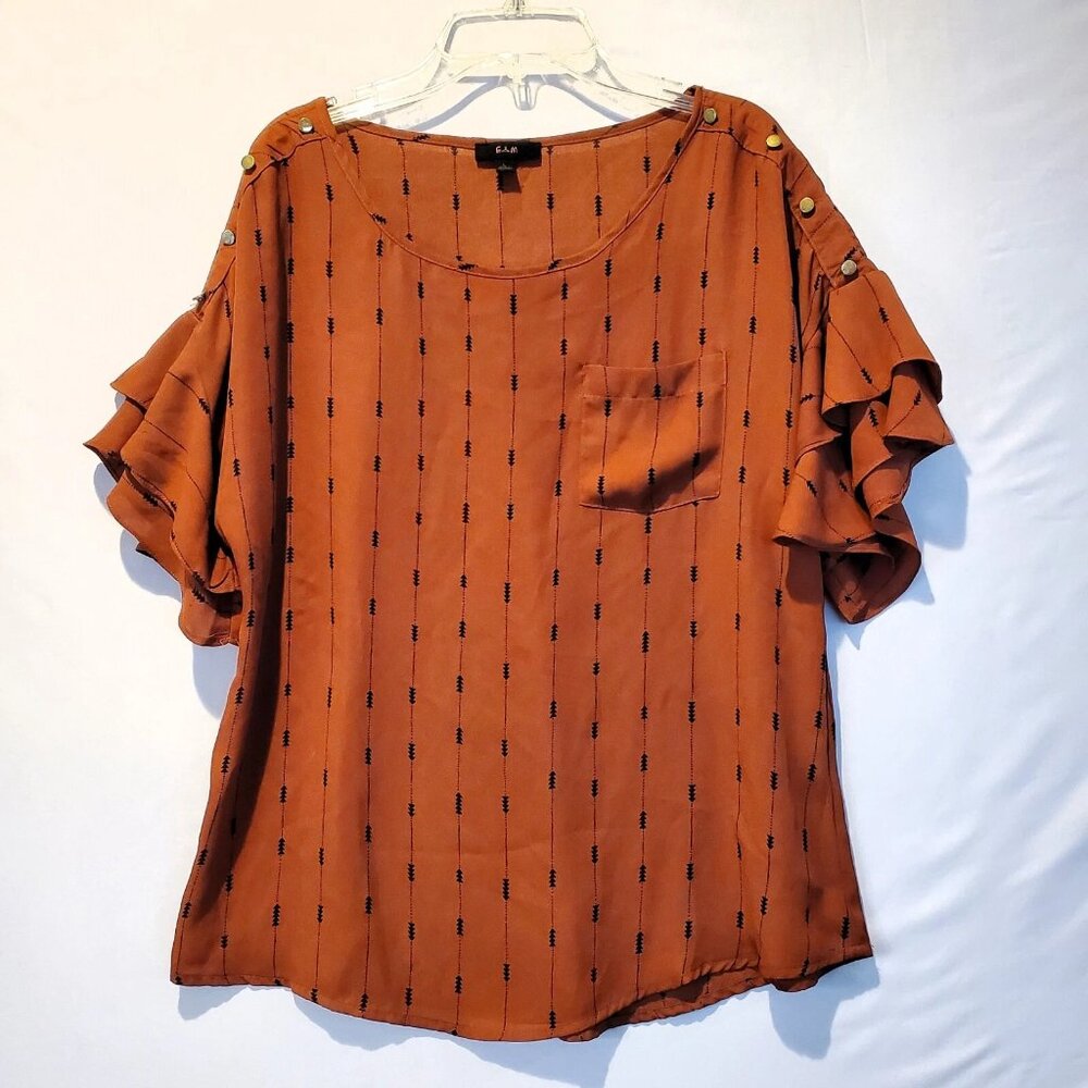 E Hanger M Women's LG Top Rustic Arrow Stripe Boho Western Lightweight Packable